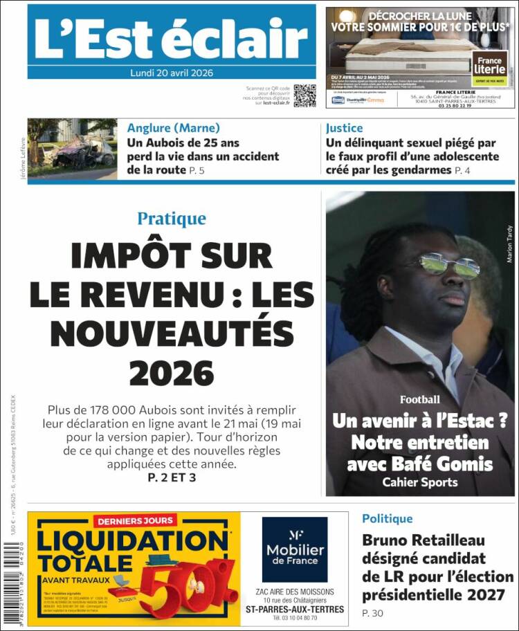 Portada de L'Est Eclair (Francia)