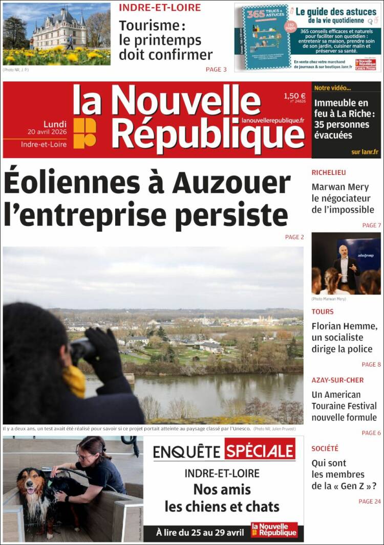 Portada de La Nouvelle Republique (Francia)