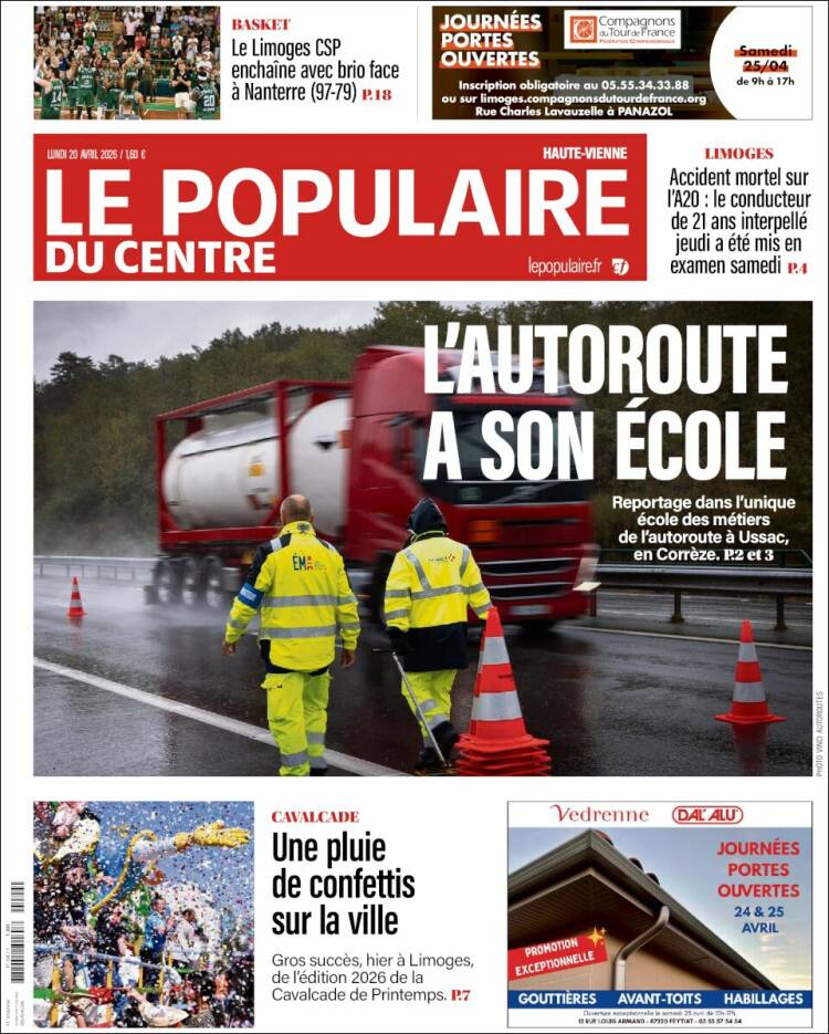 Portada de Le Populaire du Centre (Francia)