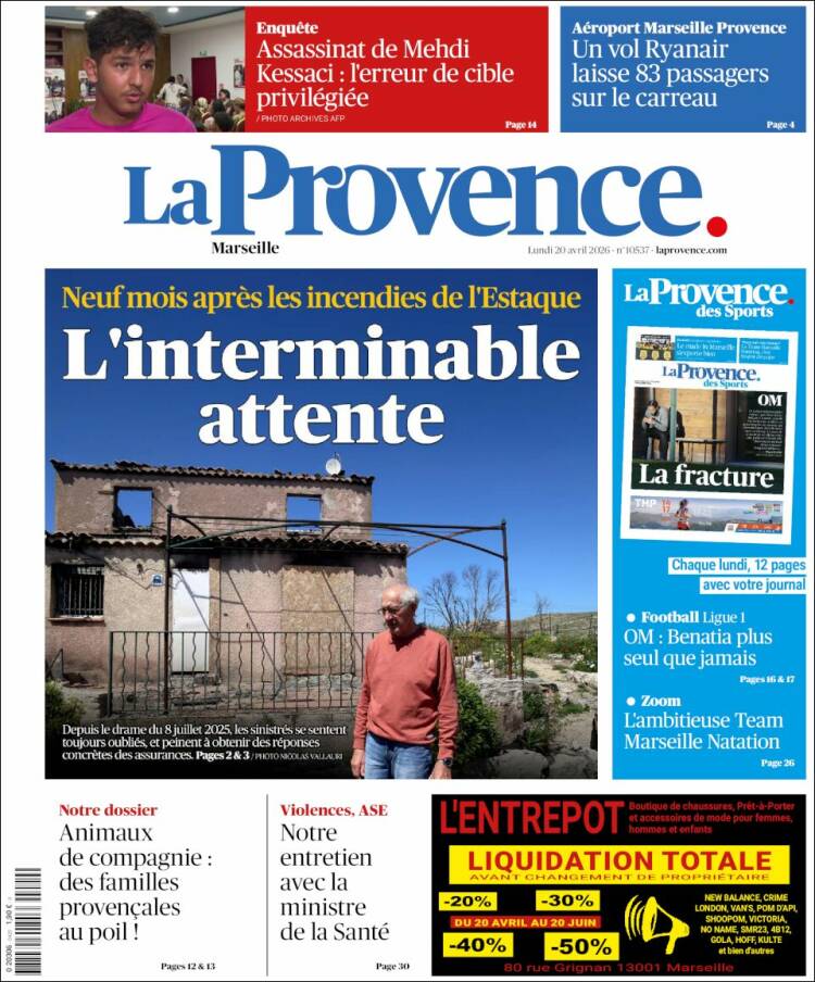 Portada de La Provence (Francia)