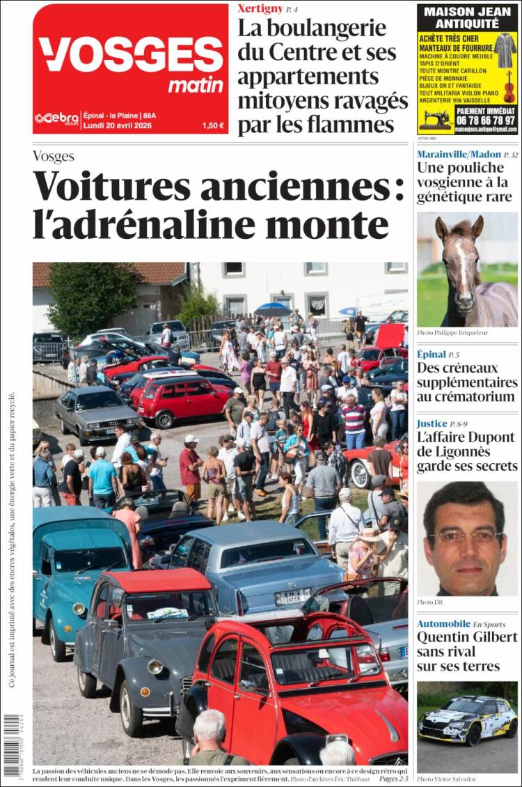Portada de Vosges Matin (Francia)