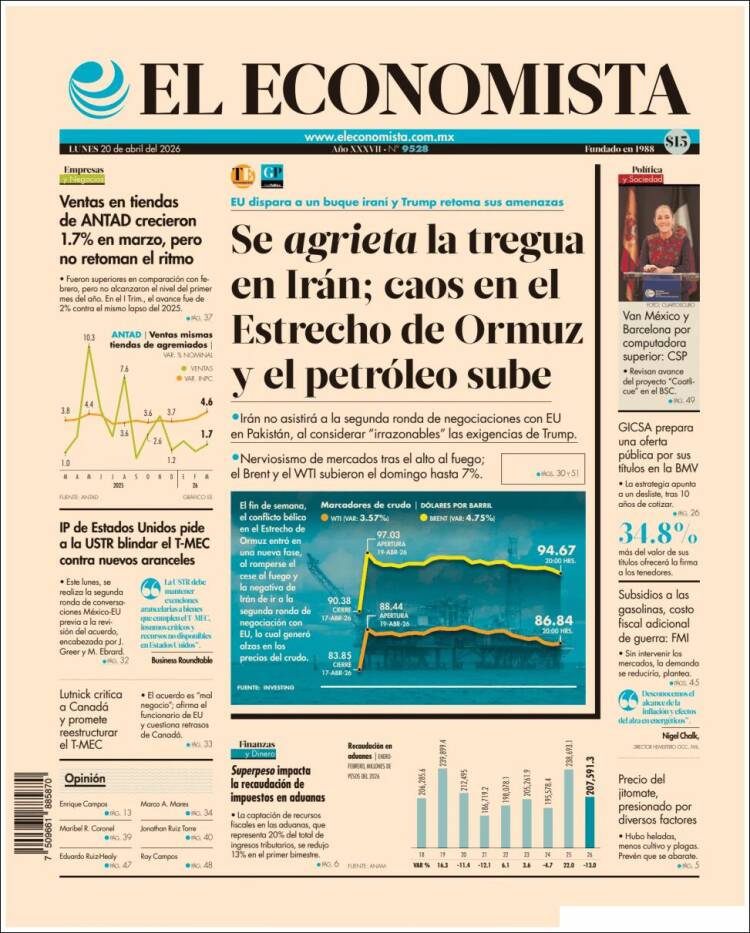 Portada de El Economista (M&eacute;xico)