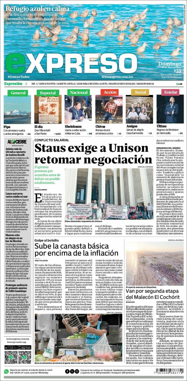 Portada de Expreso (M&eacute;xico)