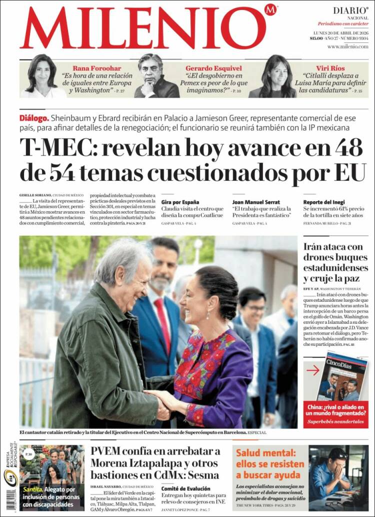 Portada de Milenio (M&eacute;xico)