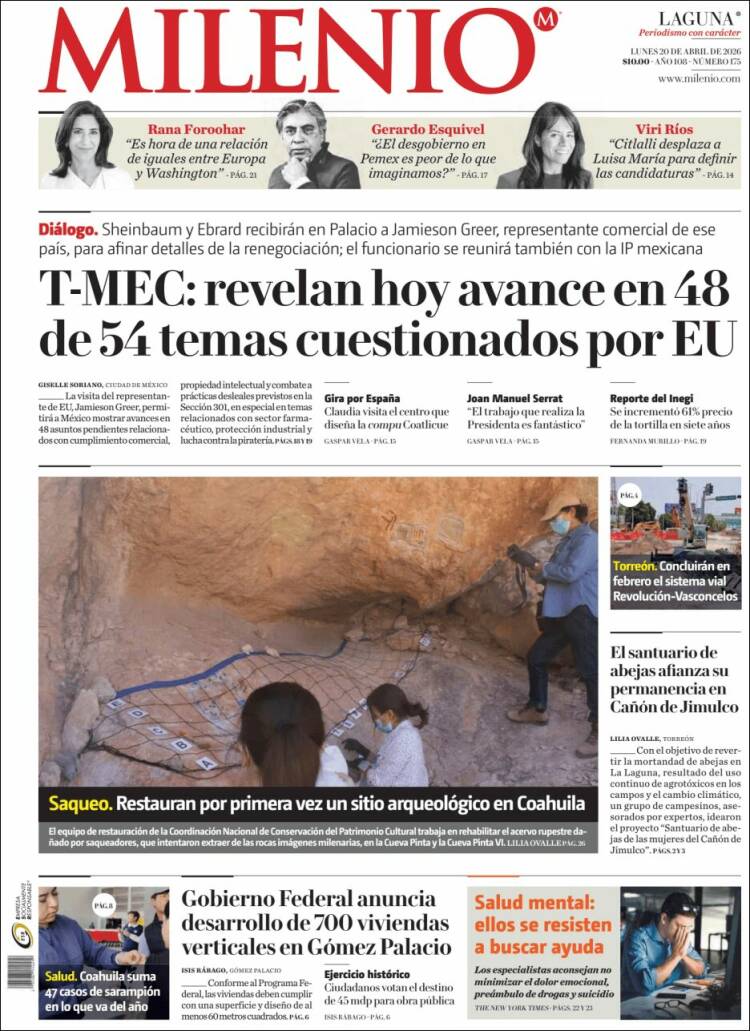 Portada de Milenio - Laguna (M&eacute;xico)