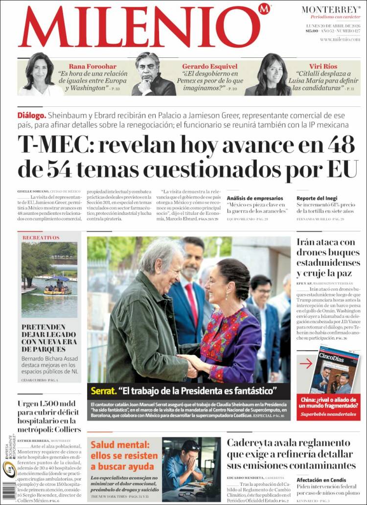 Portada de Milenio de Monterrey (M&eacute;xico)
