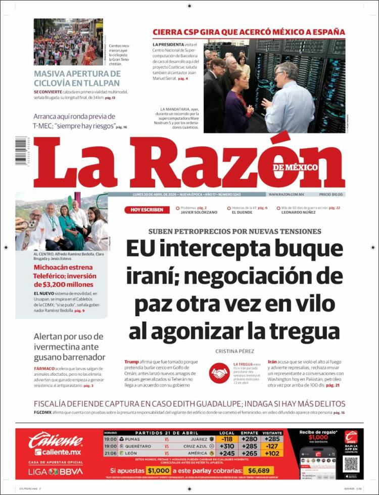 Portada de La Razón (M&eacute;xico)