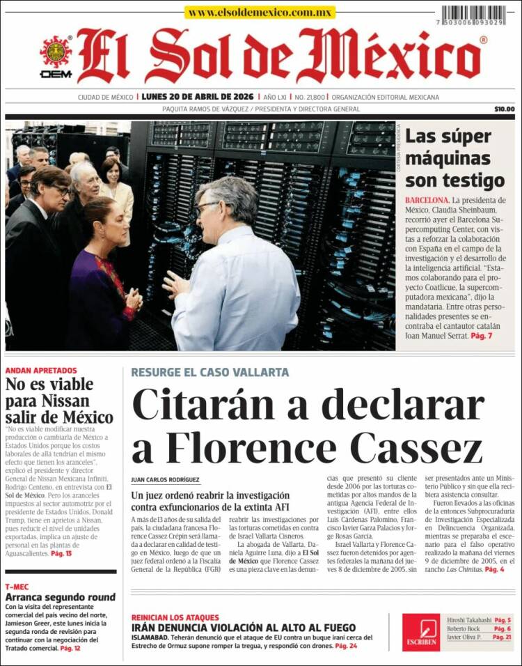 Portada de El Sol de México (M&eacute;xico)