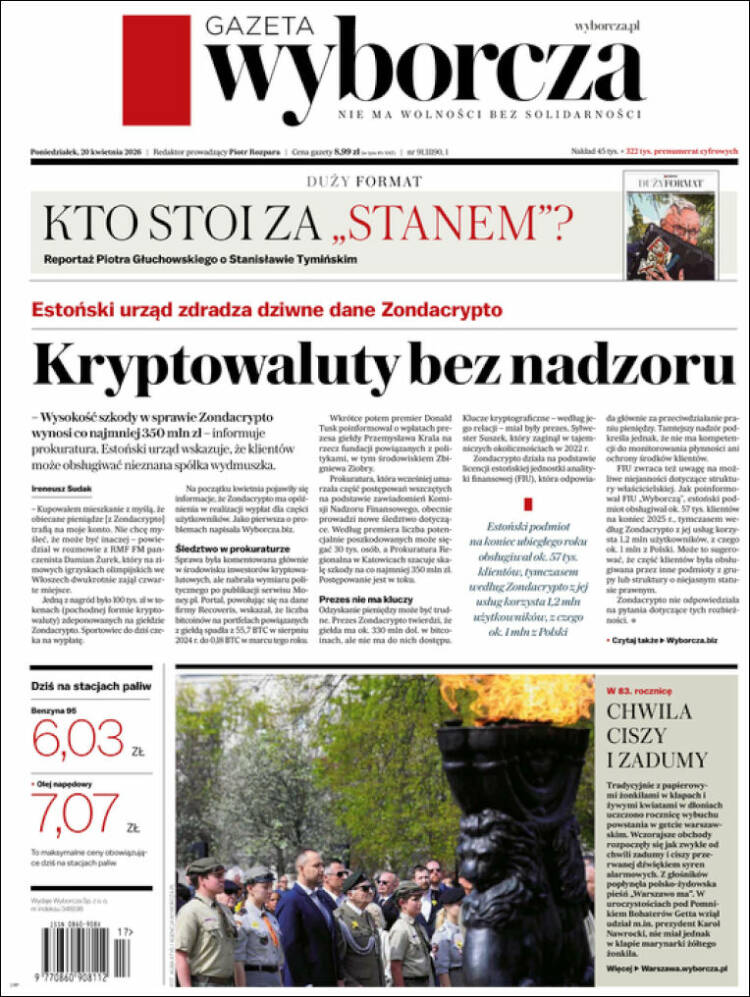 Portada de Gazeta Wyborcza (Polonia)