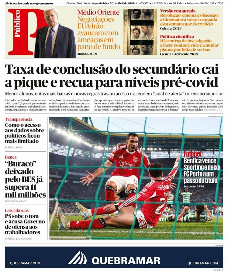 Portada de Público (Portugal)