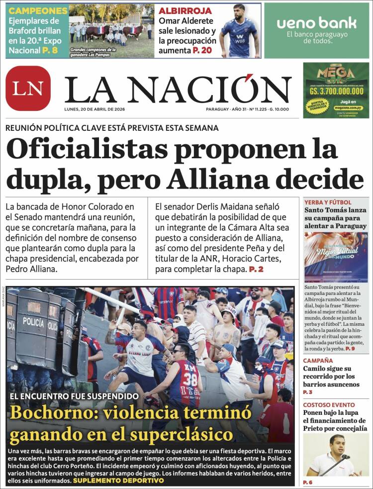 Portada de La Nación (Paraguay)