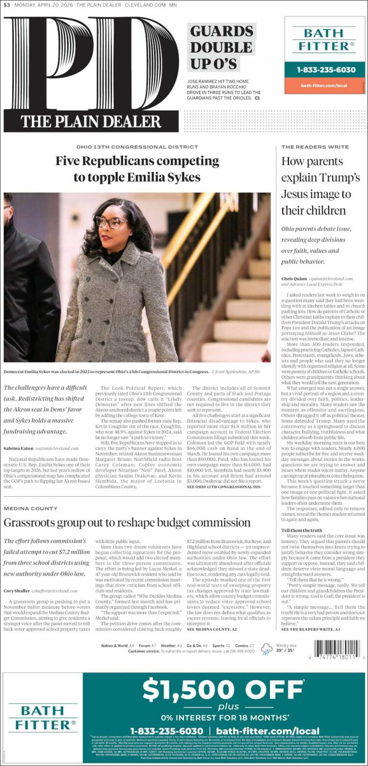 Portada de The Plain Dealer (USA)