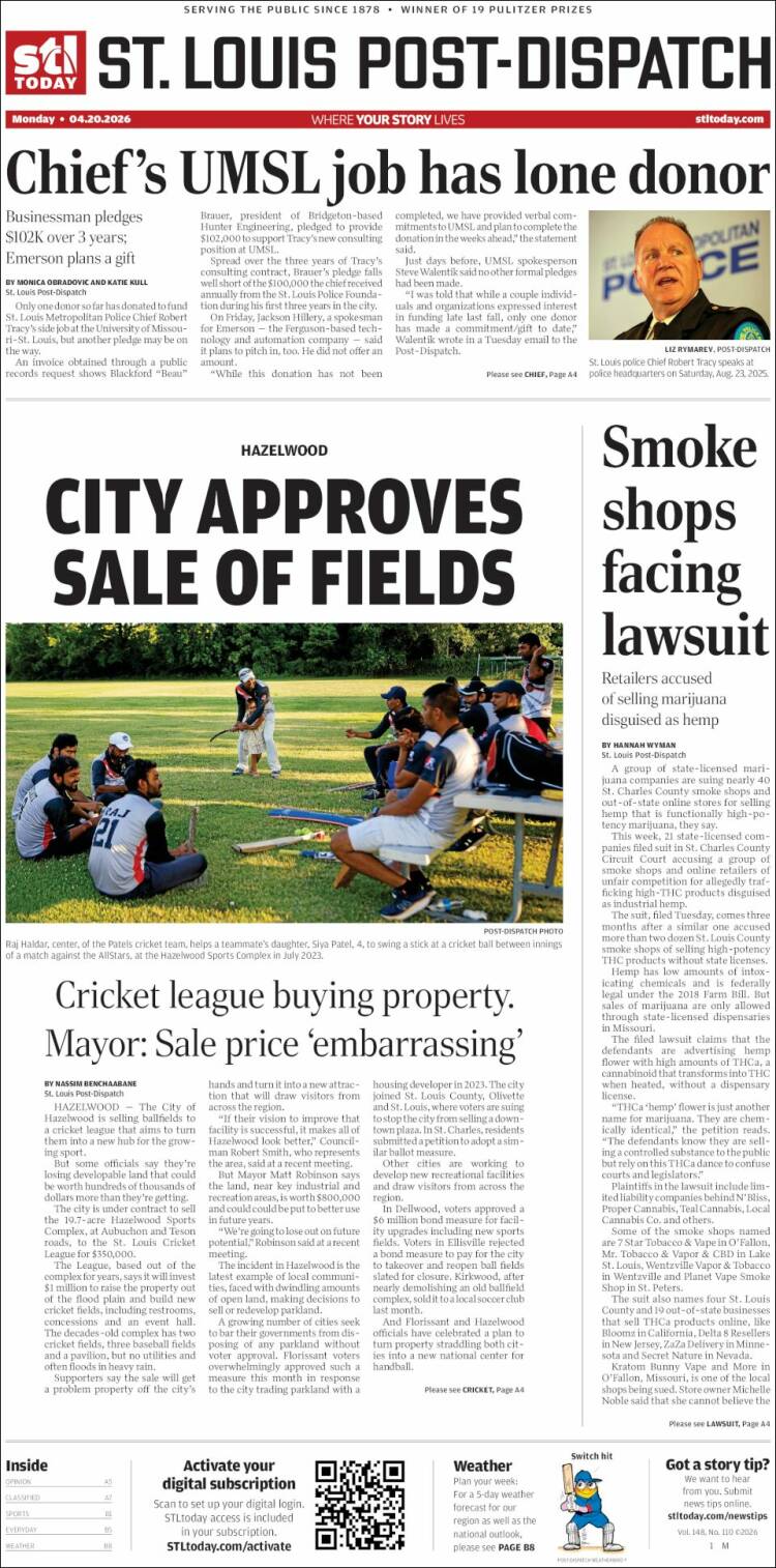 Portada de St. Louis Post-Dispatch (USA)