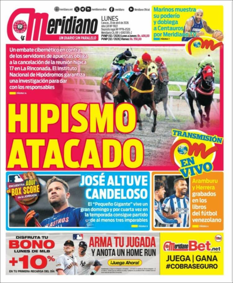Portada de Meridiano (Venezuela)