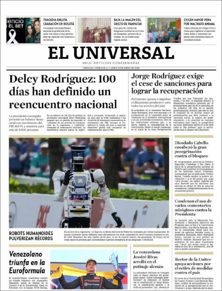 Portada de Universal (Venezuela)