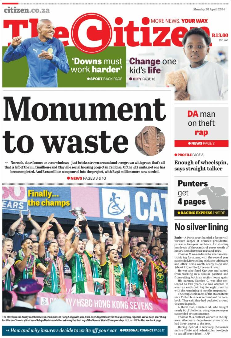 Portada de The Citizen (Sud&aacute;frica)