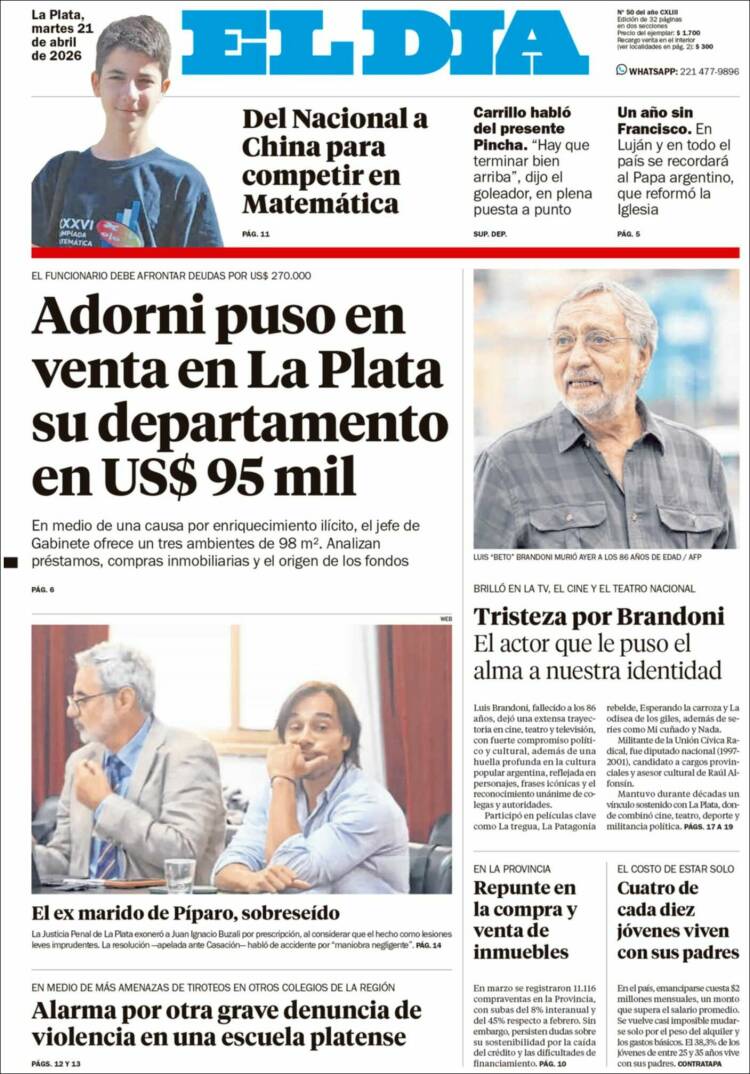 Portada de El Día de la Plata (Argentina)
