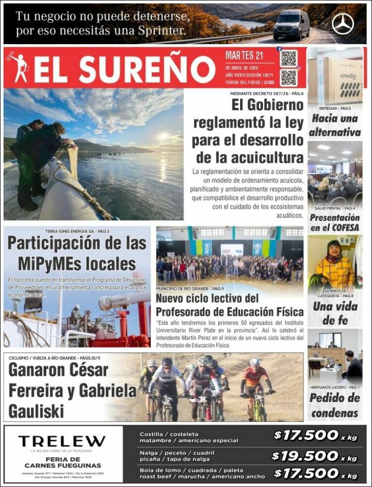 Portada de Diario El Sureño (Argentina)