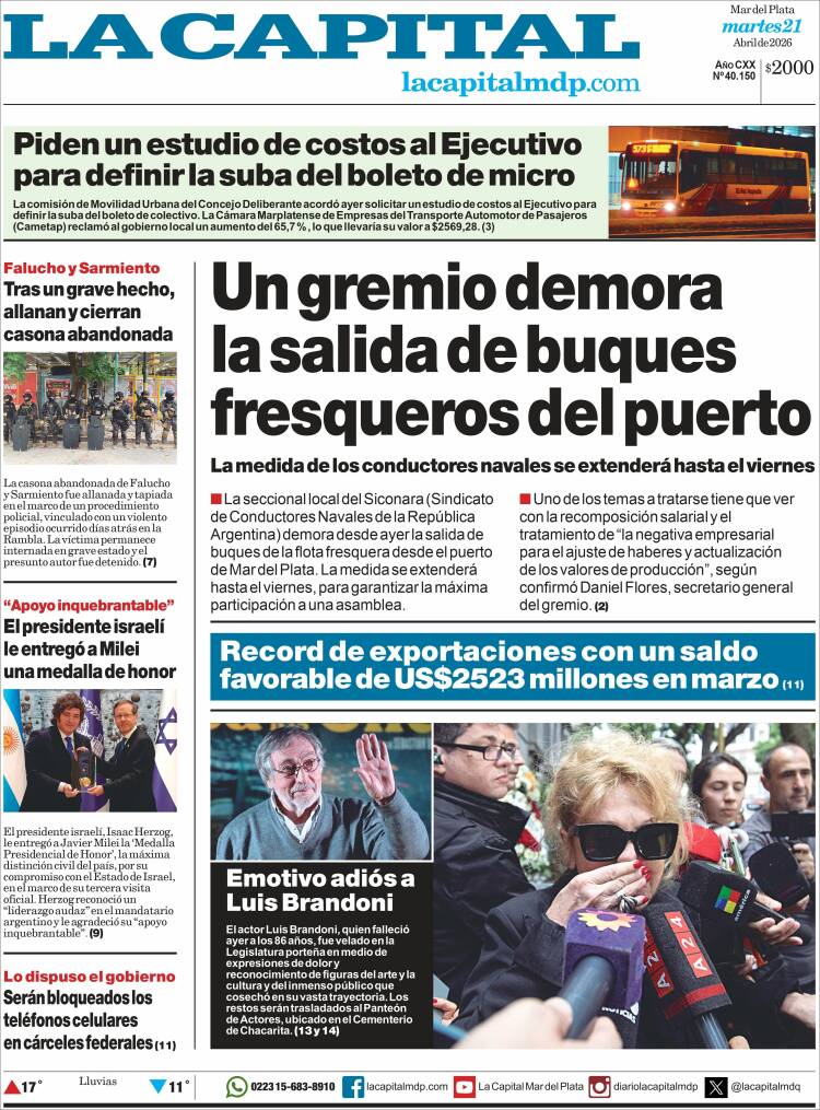 Portada de Diario La Capital - Mar del Plata (Argentina)
