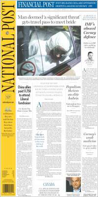 Portada de The National Post (Canad&aacute;)