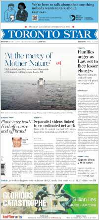 Portada de The Toronto Star (Canad&aacute;)
