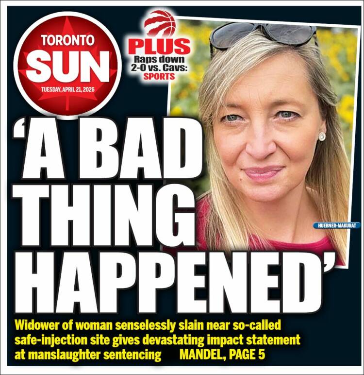 Portada de The Toronto Sun (Canad&aacute;)