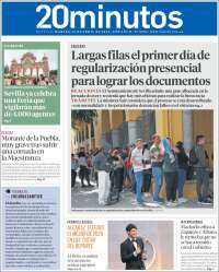 Portada de 20 Minutos - Sevilla (Espa&ntilde;a)