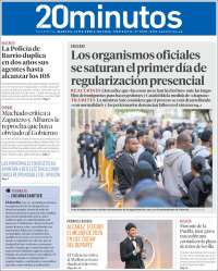 Portada de 20 Minutos - Valencia (Espa&ntilde;a)