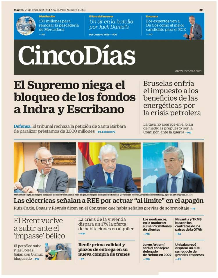 Portada de Cinco Días (Espa&ntilde;a)