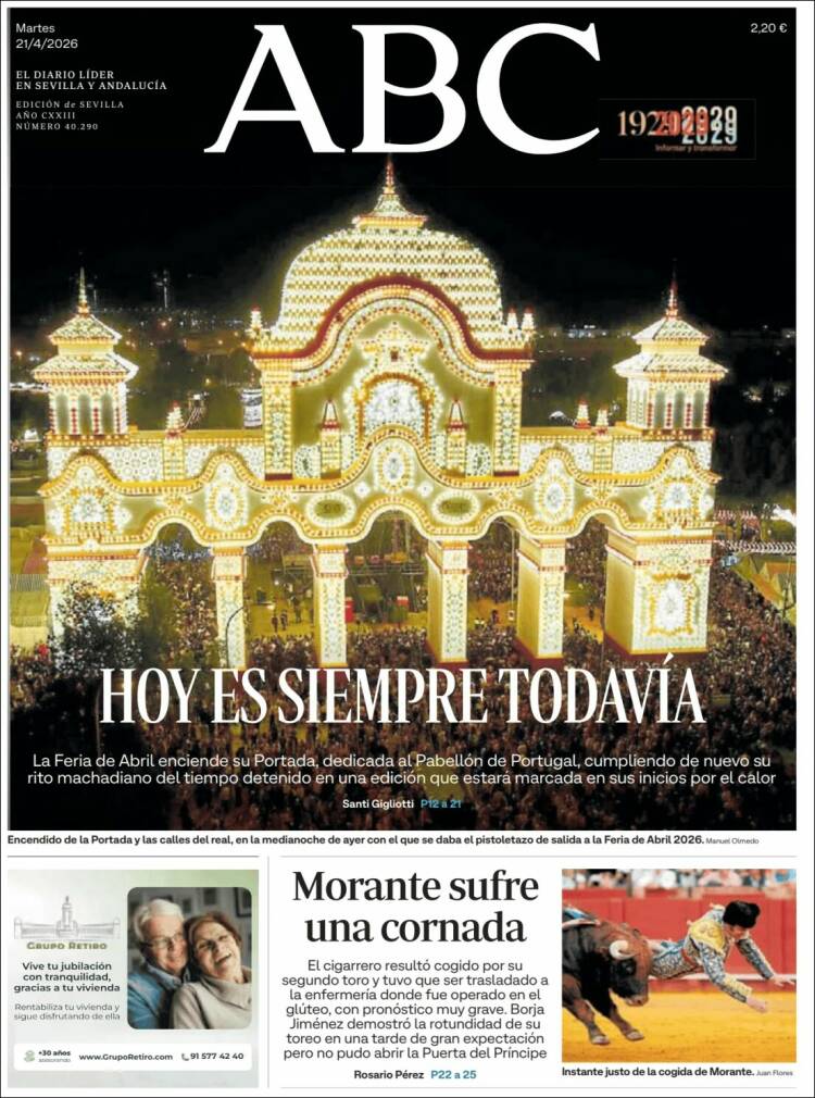 Portada de ABC - Sevilla (Espa&ntilde;a)