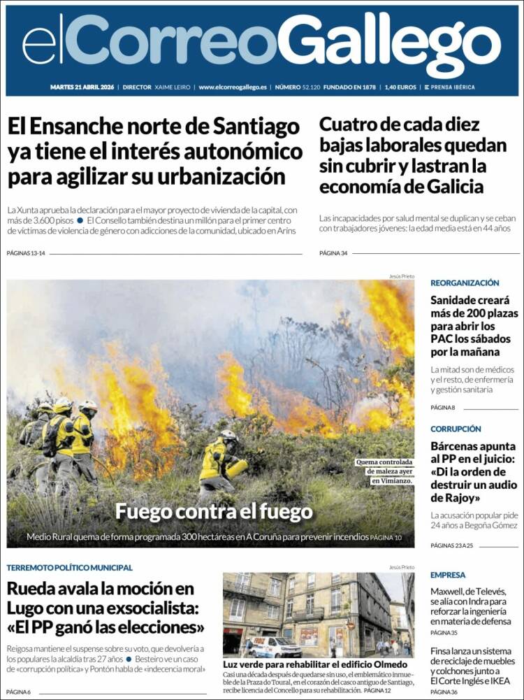 Portada de El Correo Gallego (Espa&ntilde;a)