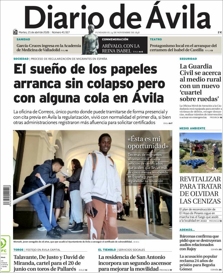 Portada de Diario de Ávila (Espa&ntilde;a)