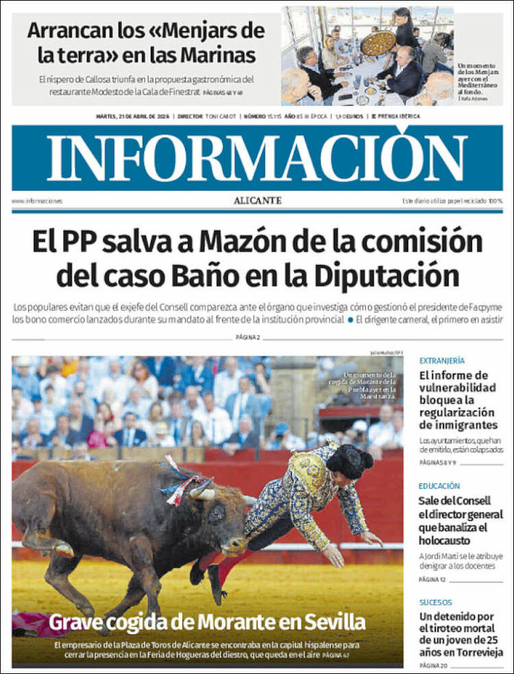 Portada de Diario Información (Espa&ntilde;a)
