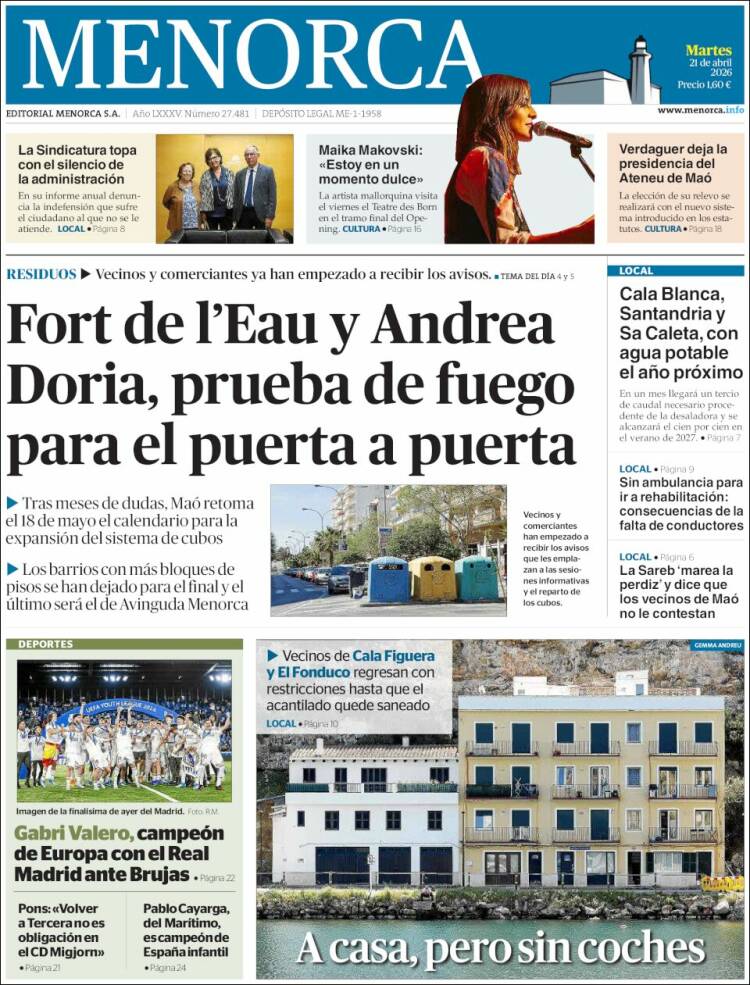 Portada de Menorca - Diario Insular (Espa&ntilde;a)