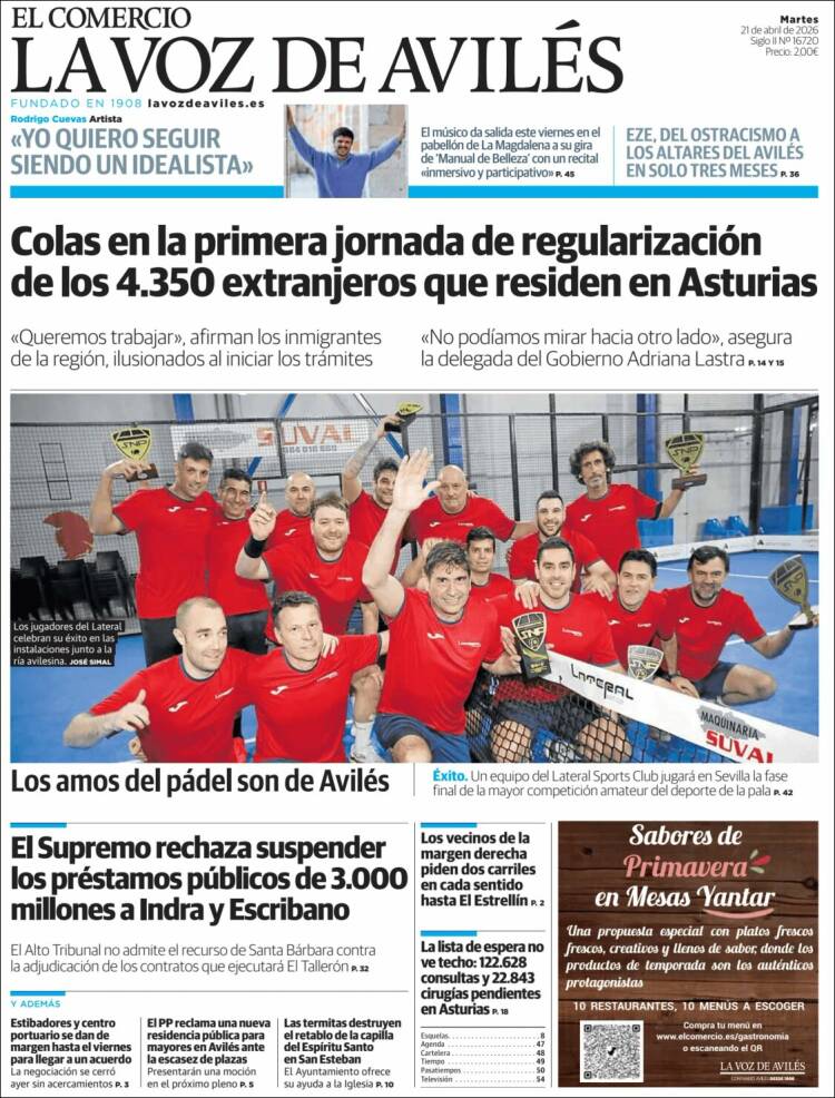 Portada de El Comercio - Avilés (Espa&ntilde;a)