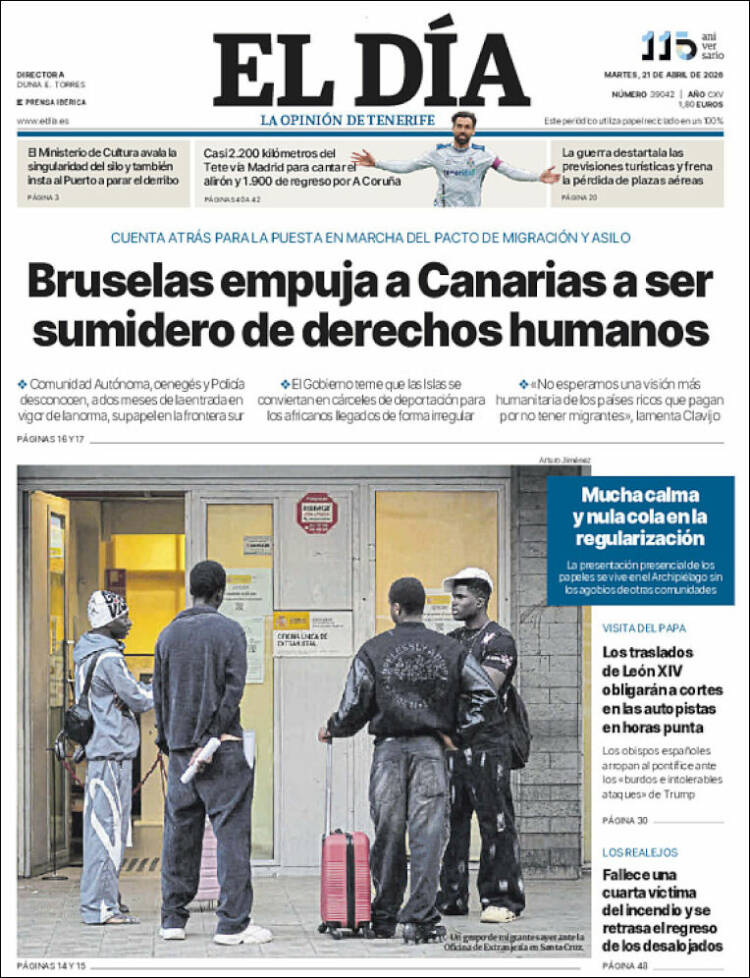 Portada de El Día (Espa&ntilde;a)