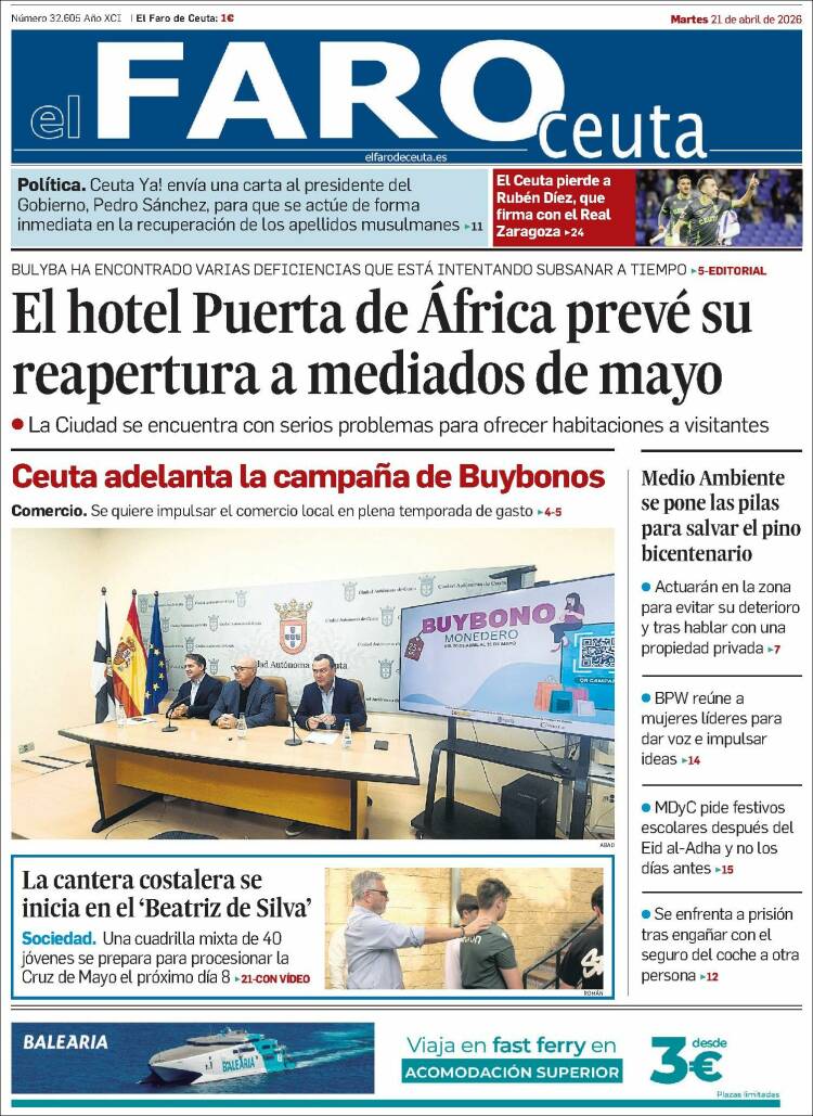 Portada de El Faro de Ceuta (Espa&ntilde;a)