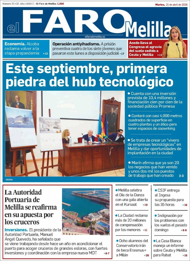 Portada de El Faro de Melilla (Espa&ntilde;a)