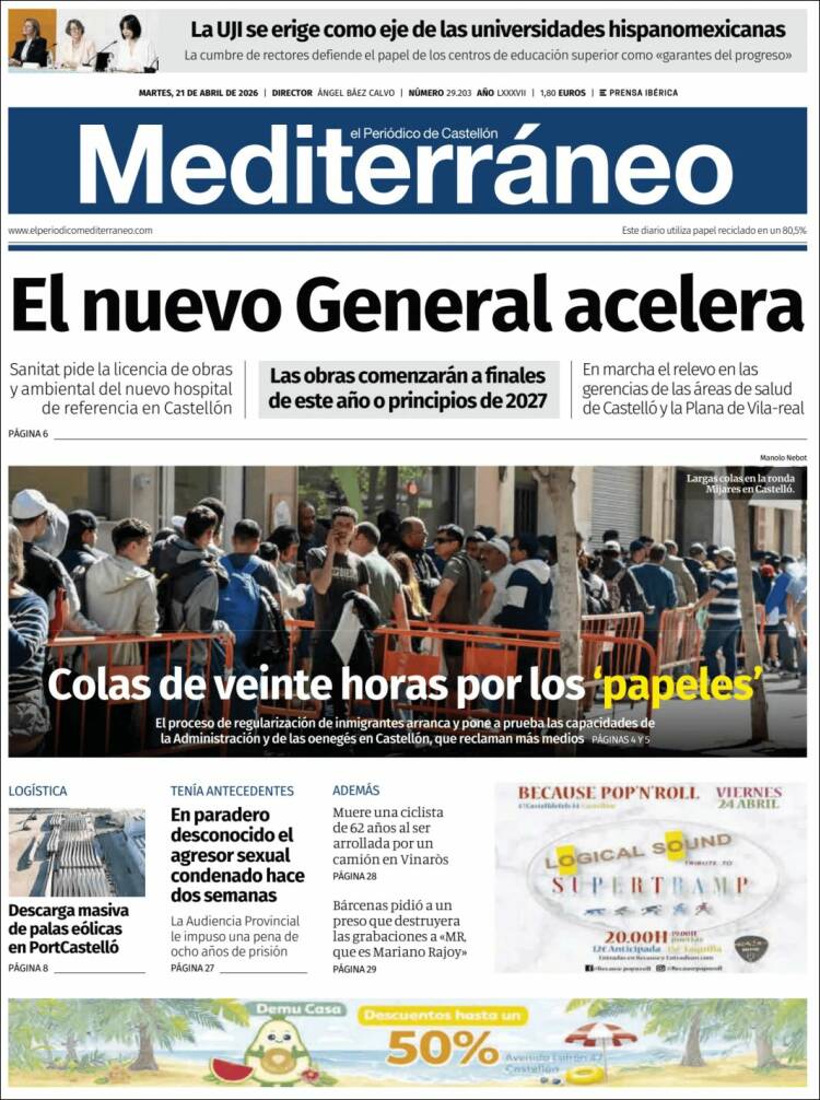 Portada de El Periódico Mediterraneo (Espa&ntilde;a)