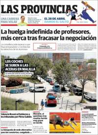 Portada de Las Provincias (Espa&ntilde;a)