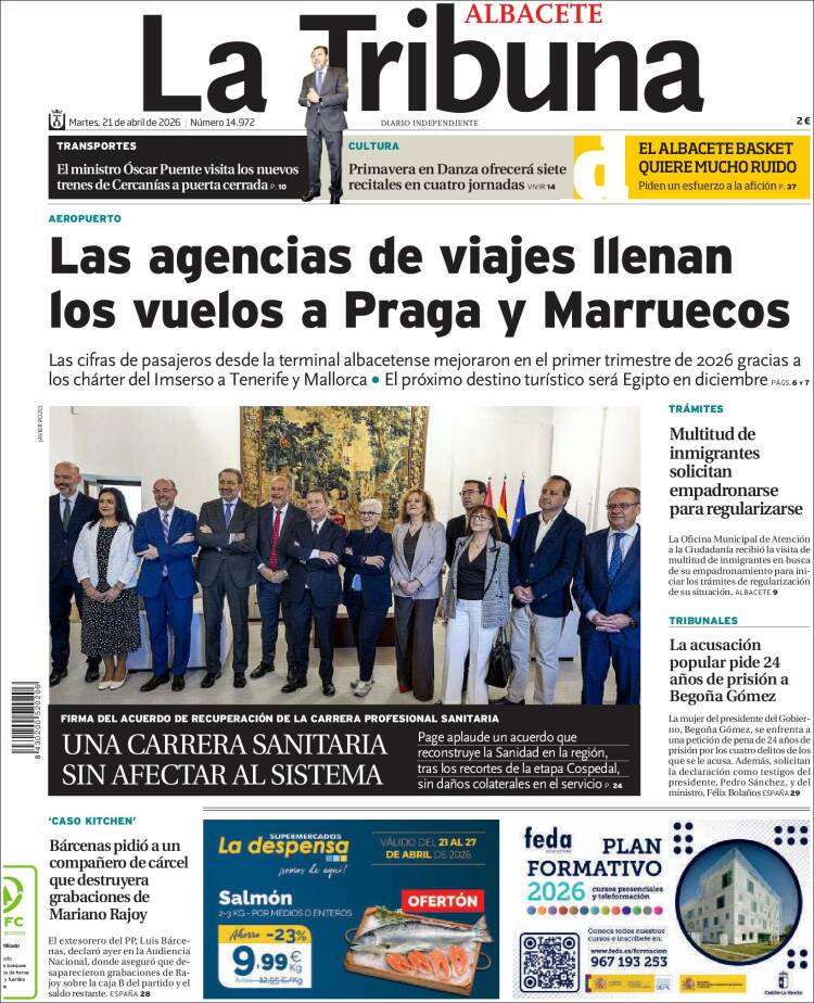 Portada de La Tribuna de Albacete (Espa&ntilde;a)