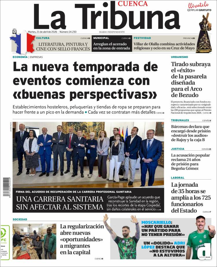 Portada de La Tribuna de Cuenca (Espa&ntilde;a)
