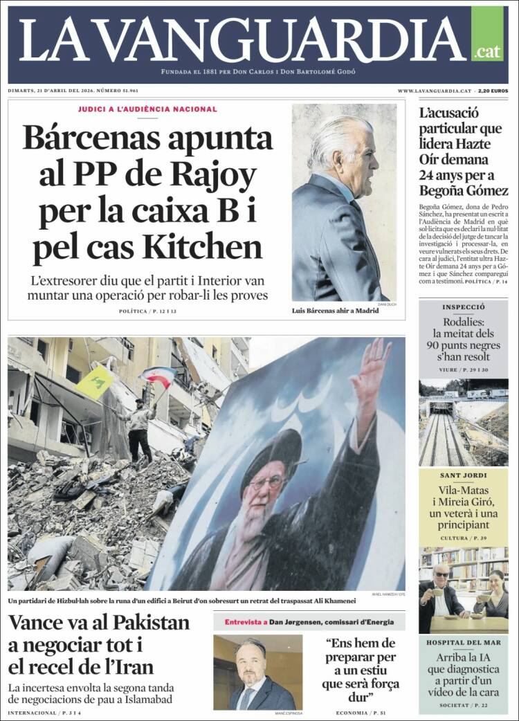 Portada de La Vanguardia (Espa&ntilde;a)