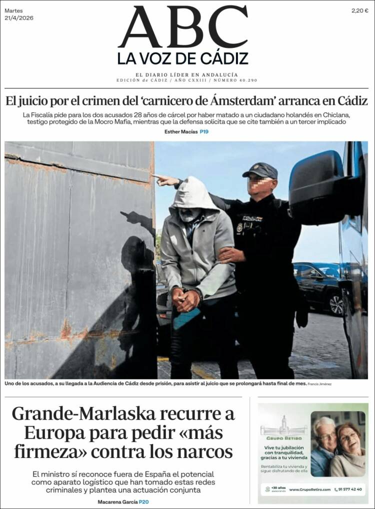 Portada de La Voz de Cádiz (Espa&ntilde;a)