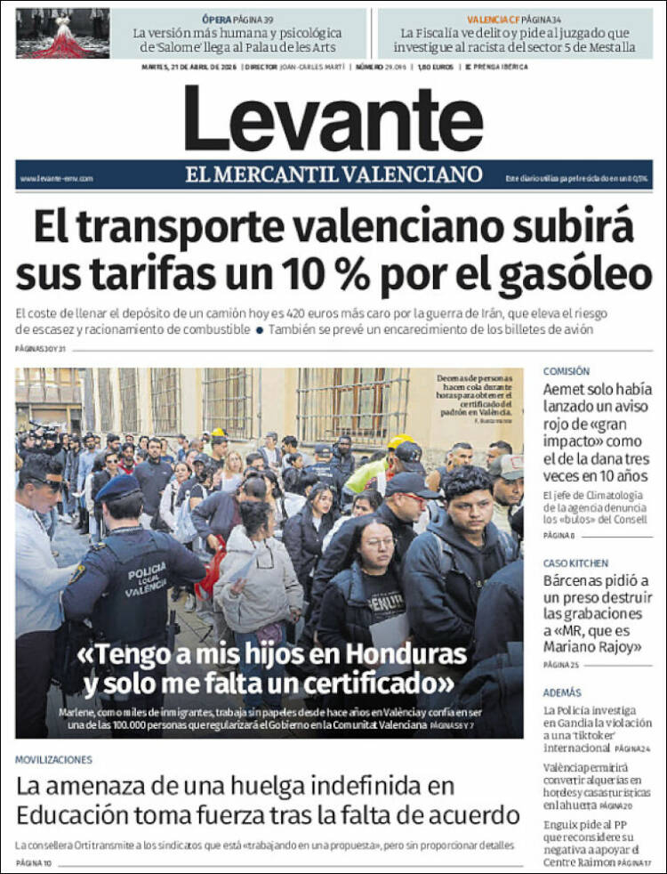 Portada de Levante (Espa&ntilde;a)