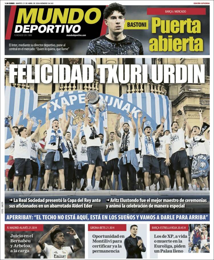 Portada de Mundo Deportivo Gipuzkoa (Espa&ntilde;a)