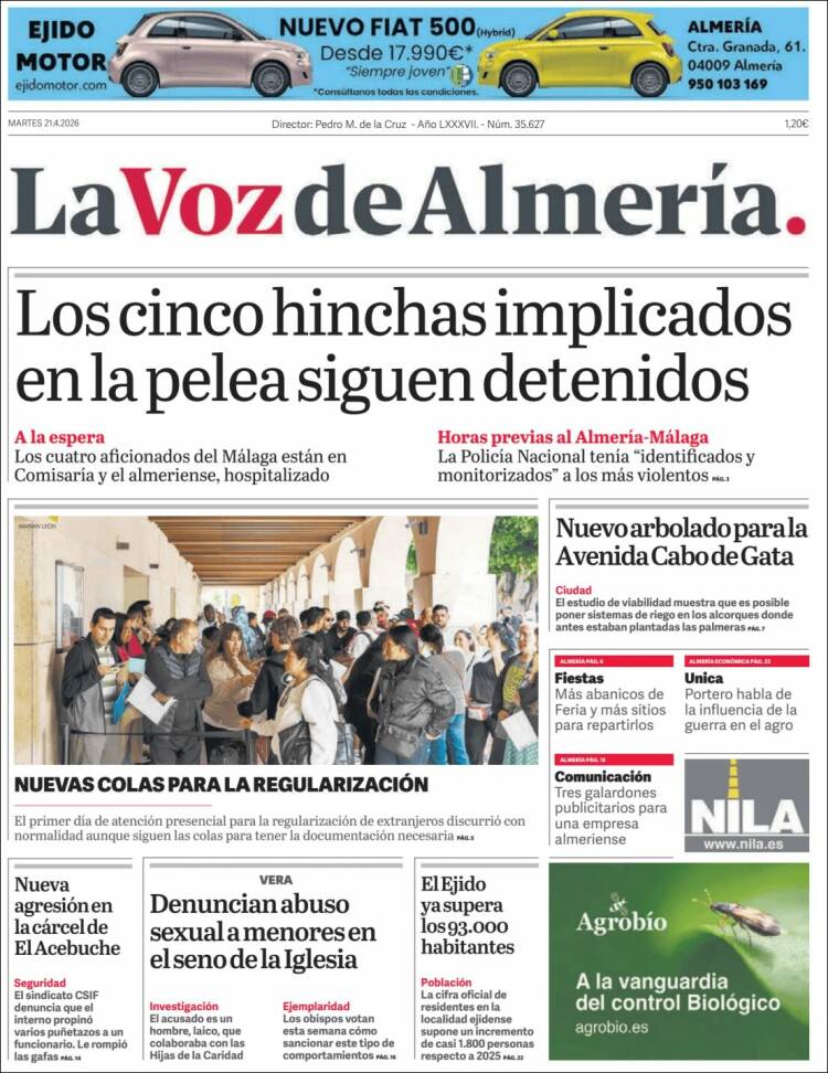 Portada de La Voz de Almería (Espa&ntilde;a)