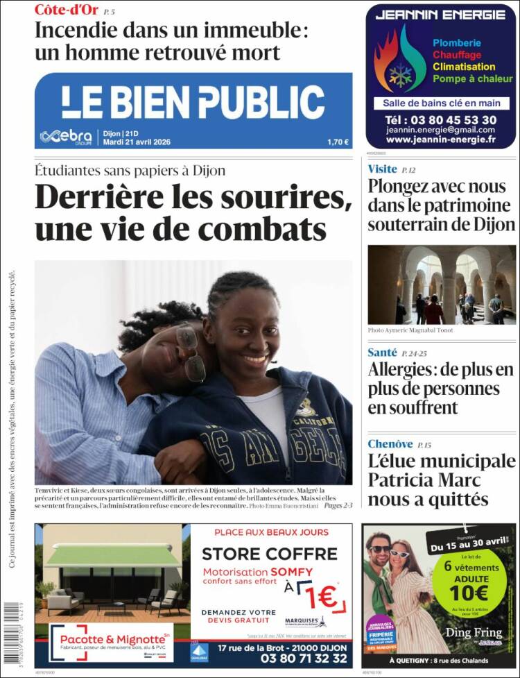 Portada de Le Bien Public (Francia)