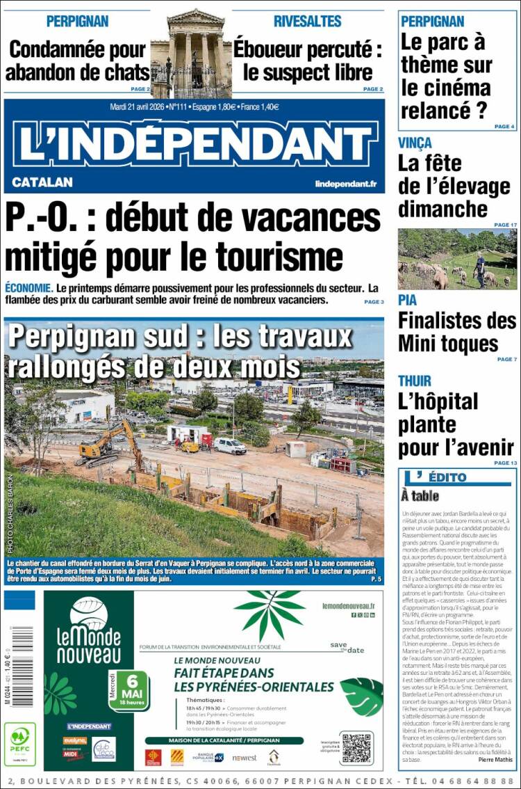 Portada de Le Indépendant (Francia)