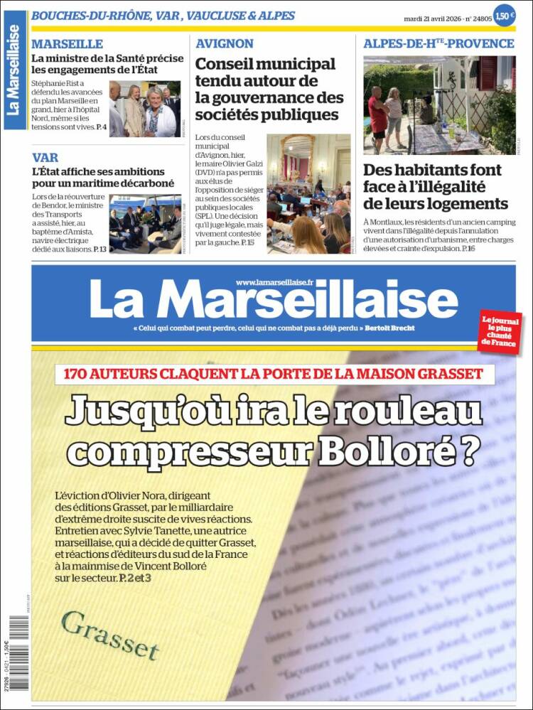 Portada de La Marseillaise (Francia)